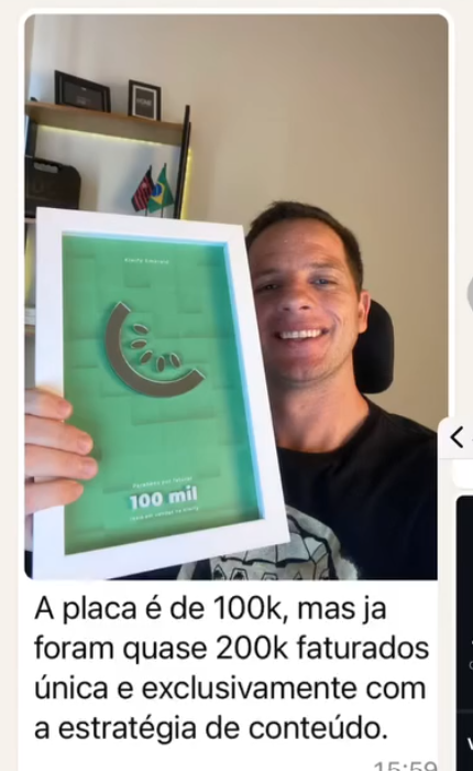 Depoimento sobre quase 200 mil faturados exclusivamente com a estratégia de conteúdo.